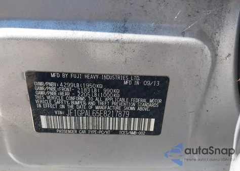 2014 Subaru Impreza 2.0I Sport Premium from USA, damaged, VIN JF1GPAL65E8217879